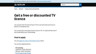 Get a free or discounted TV licence - GOV.UK