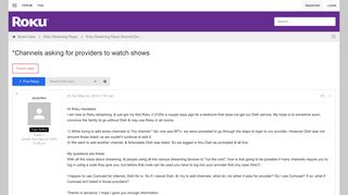 *Channels asking for providers to watch shows - Roku Forums