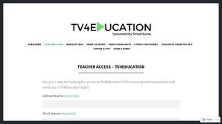Teacher Access – TV4Education – TV4Education Blog