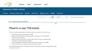 Plead to or pay TVB tickets | New York State Department of Motor ...