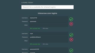 TVBOXNOW.COM LOGINS AND PASSWORDS - Logins Today