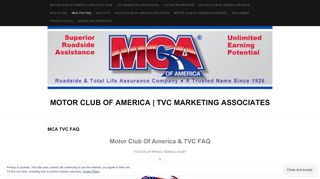 MCA TVC FAQ | Motor Club of America | TVC Marketing Associates