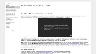 Your Account At TVCMATRIX.COM - MCA Training Site - Google Sites