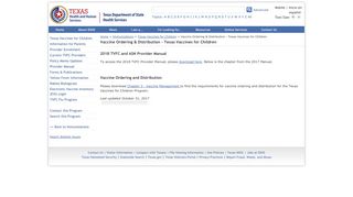 Vaccine Ordering & Distribution - Texas Vaccines for Children