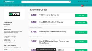 $150 Bonus - TVG Promo Codes & Coupons 2019 - Offers.com