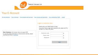 Login to customer area - Telecom Vanuatu Ltd - Your E-Account