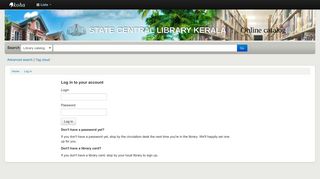 Kerala State Central Library catalog › Log in to your account