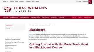 Blackboard - Guide for Online Courses - Texas Woman's University