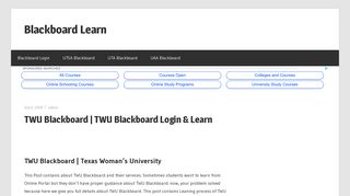 TWU Blackboard | TWU Blackboard Login & Learnings
