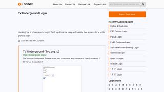 Tv Underground Login