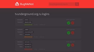 tvunderground.org.ru passwords - BugMeNot