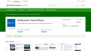 Smithsonian: TweenTribune Review for Teachers | Common Sense ...