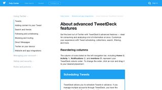 About advanced TweetDeck features - Twitter support