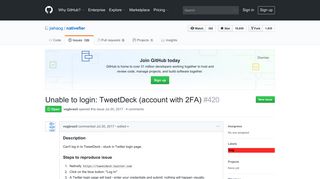 Unable to login: TweetDeck (account with 2FA) · Issue #420 · jiahaog ...