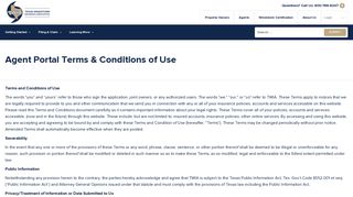 Agent Portal Terms & Conditions of Use - Texas Windstorm Insurance ...
