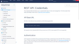 REST API: Credentials - Twilio