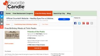 Free Birthday Meals-Twin Peaks - FavoriteCandle