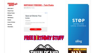 BIRTHDAY FREEBIE – Twin Peaks | Freebie Depot
