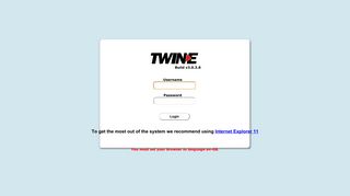 TWINE logo Build v3.0.3.8 Username * Password * To get the most out ...