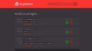 twinkl.co.uk logins - BugMeNot
