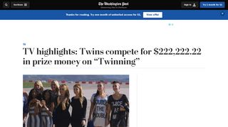 Twins compete for $222222.22 in prize money on “Twinning”