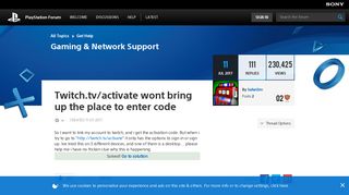Solved: Twitch.tv/activate wont bring up the place to ente ...