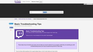 Twitch | Basic Troubleshooting Tips
