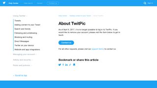 About TwitPic - Twitter support