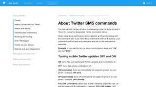 About Twitter SMS commands - Twitter support