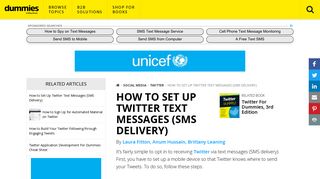 How to Set Up Twitter Text Messages (SMS Delivery) - dummies