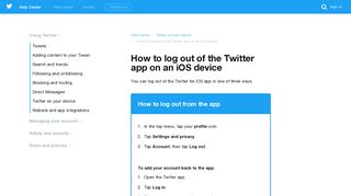 How to log out of the Twitter app on an iOS device - Twitter support