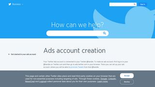 Ads Account creation - Twitter for Business