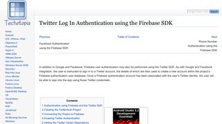 Twitter Log In Authentication using the Firebase SDK - Techotopia