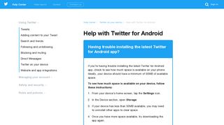 Help with Twitter for Android - Twitter Help Center
