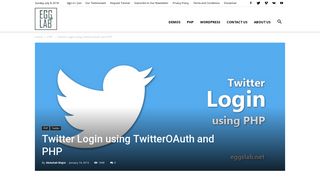Twitter Login using TwitterOAuth and PHP - Eggs Lab