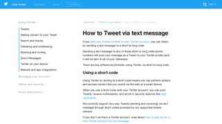 How to Tweet via text message - Twitter support