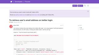 To retrieve user's email address on twitter login - OAuth - Twitter ...