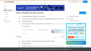 twitter integration for login purpose - Stack Overflow