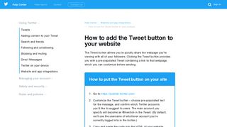 How to add the Tweet button to your website - Twitter support