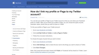 How do I link my profile or Page to my Twitter account? | Facebook ...