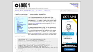 Free Twitter Source Code – Twitter Display Plugin: index.html