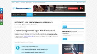 Nodejs twitter login script with expresjs and passportjs