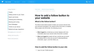 How to add a follow button to your website - Twitter support