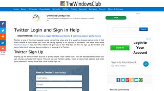 Twitter Login: Sign Up and Sign in problems tips - The Windows Club