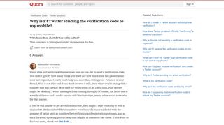 Why isn't Twitter sending the verification code to my mobile? - Quora