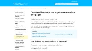 Does Dashlane support logins on more than one page? – Dashlane