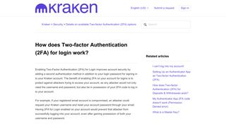How does Two-factor Authentication (2FA) for login work? – Kraken