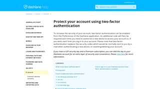 Protect your account using two-factor authentication – Dashlane