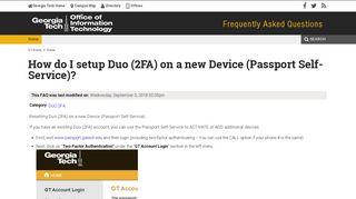 How do I setup Duo (2FA) on a new Device (Passport Self-Service ...