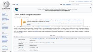 List of British bingo nicknames - Wikipedia